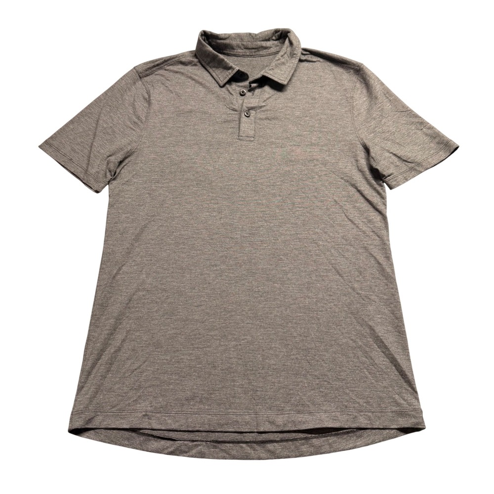 Lululemon Evolution Polo Shirt Mens Medium Heathered‎ Grey Short Sleeve Golf Top